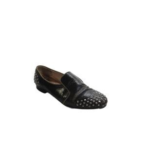 Tacco Womens Leather Studded Loafers Black Size 40 10